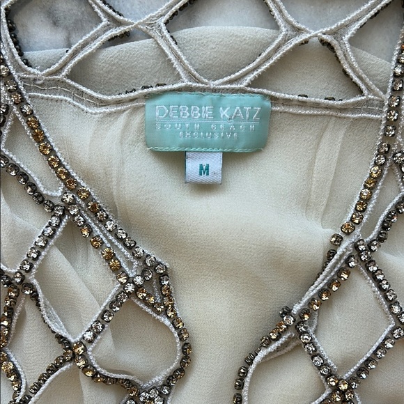 Debbie Katz Cream Sheer Tunic Coverup with Rhinestone Detail | M - Picture 5 of 6